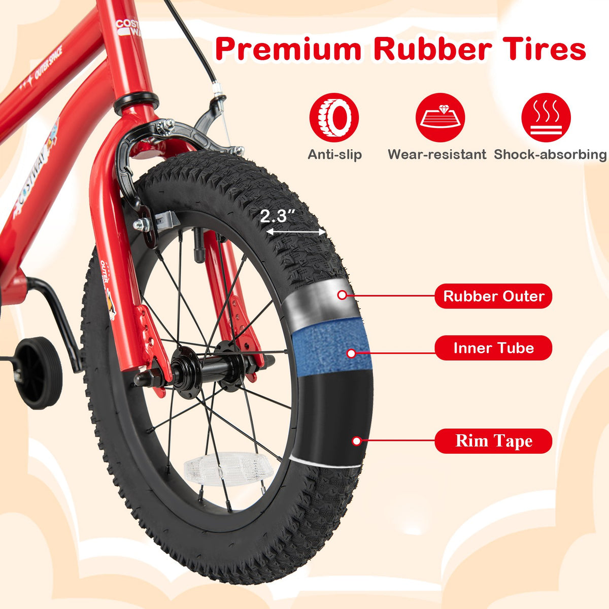 14-Inch Kids Bike Ages 3-8 with Handbrake and Coaster Brake and Bell Ring-14 inches view 4