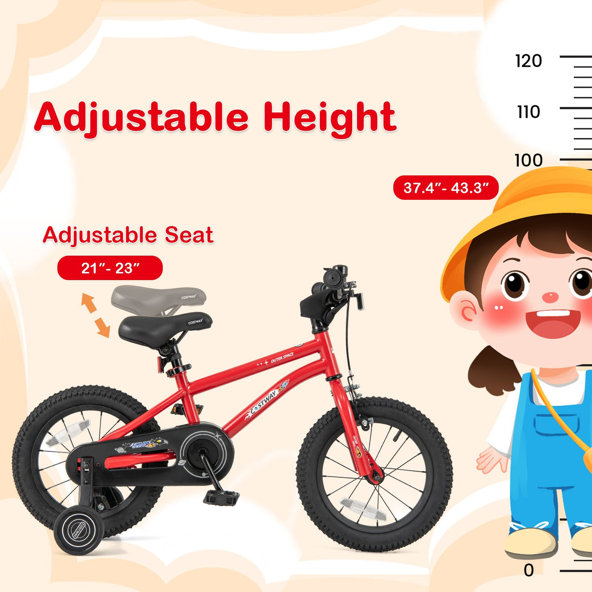 14-Inch Kids Bike Ages 3-8 with Handbrake and Coaster Brake and Bell Ring-14 inches view 5