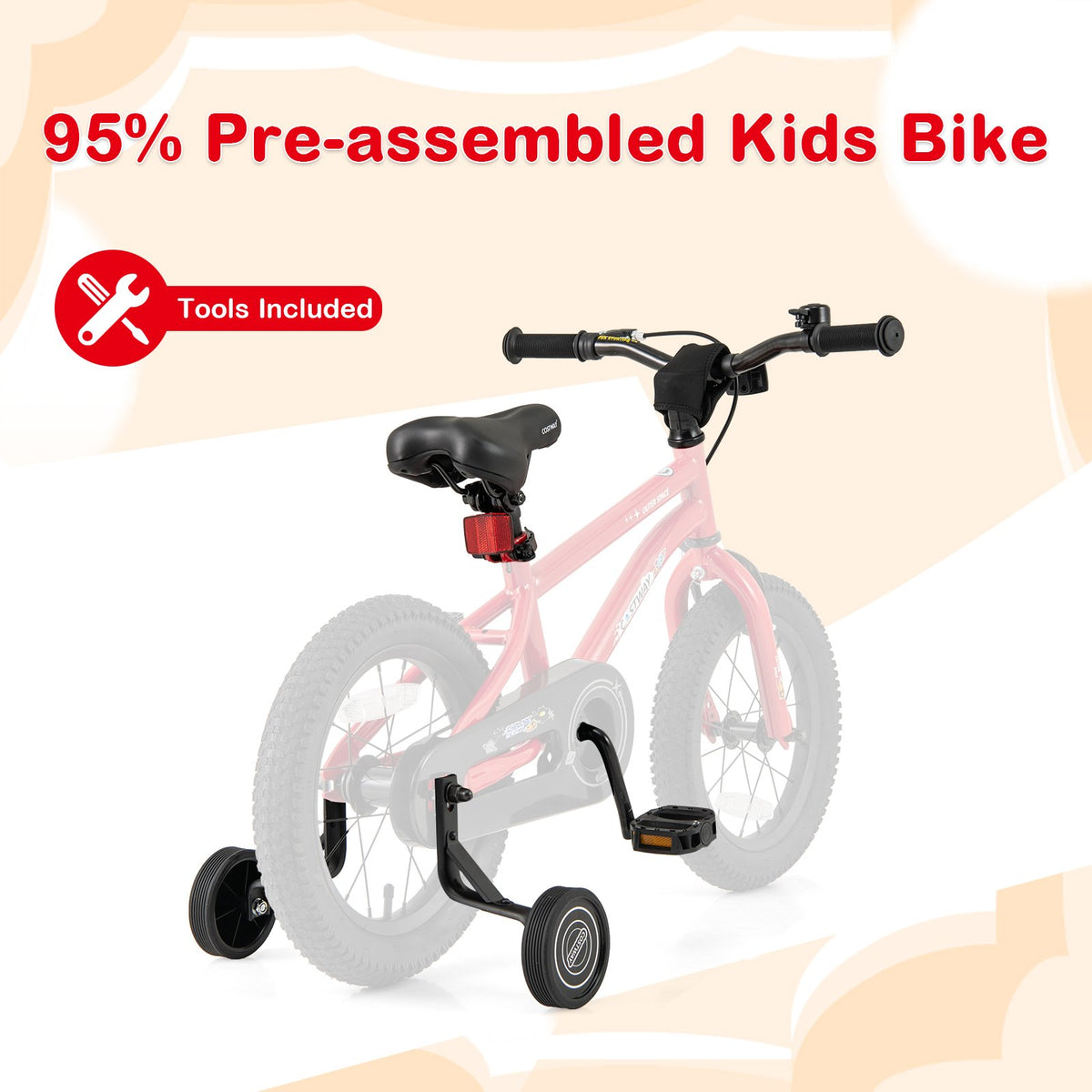 14-Inch Kids Bike Ages 3-8 with Handbrake and Coaster Brake and Bell Ring-14 inches view 8