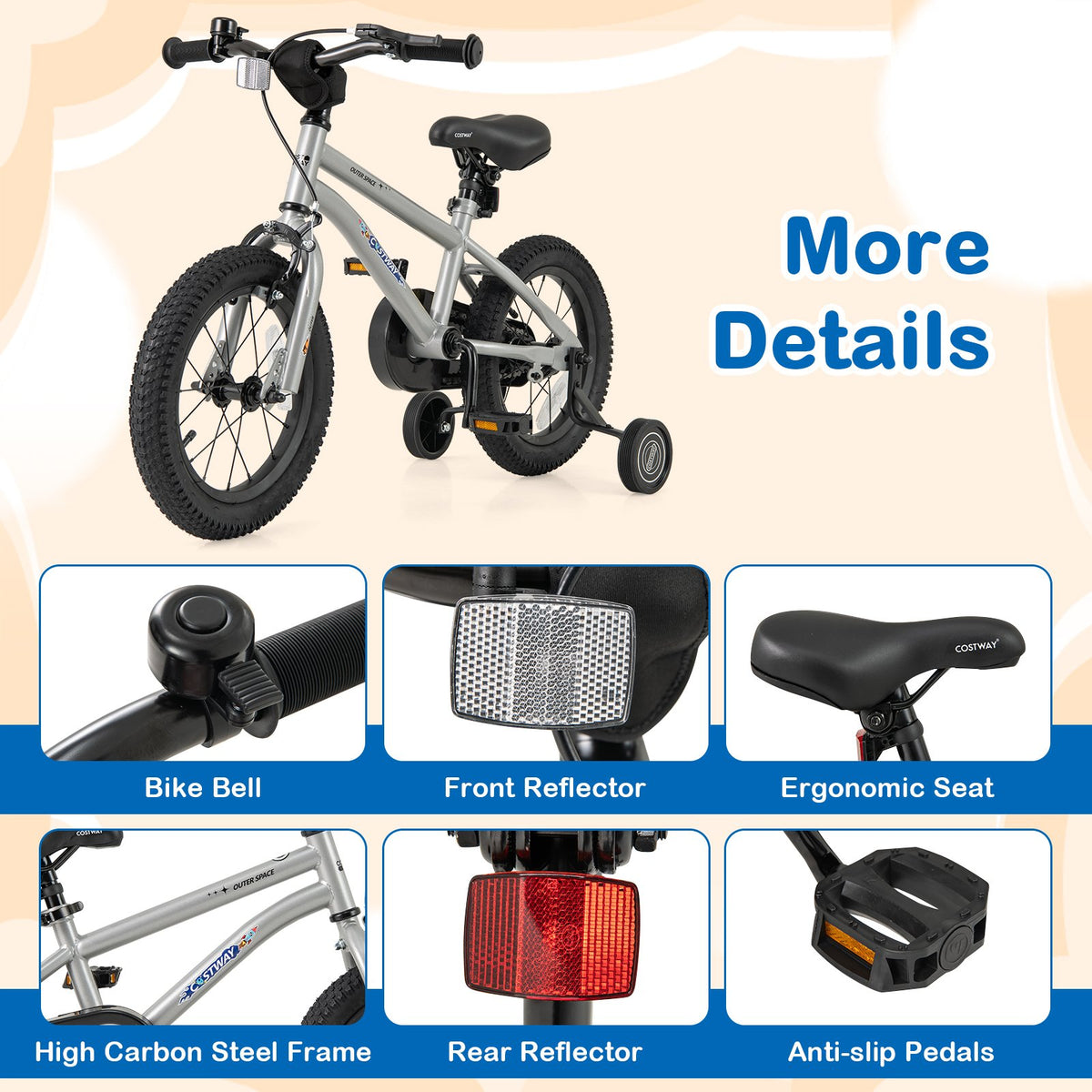 14-Inch Kids Bike Bicycle for Boys Girls 3-5 with High Carbon Steel Frame view 9