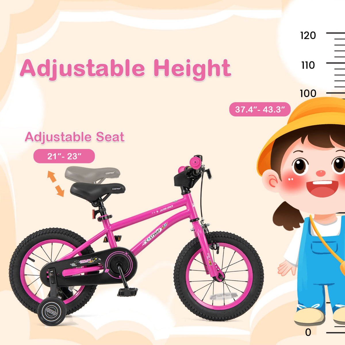 14 Inch Kids Bike for 3-5 Years Old Adjustable with Removable Training Wheels view 5