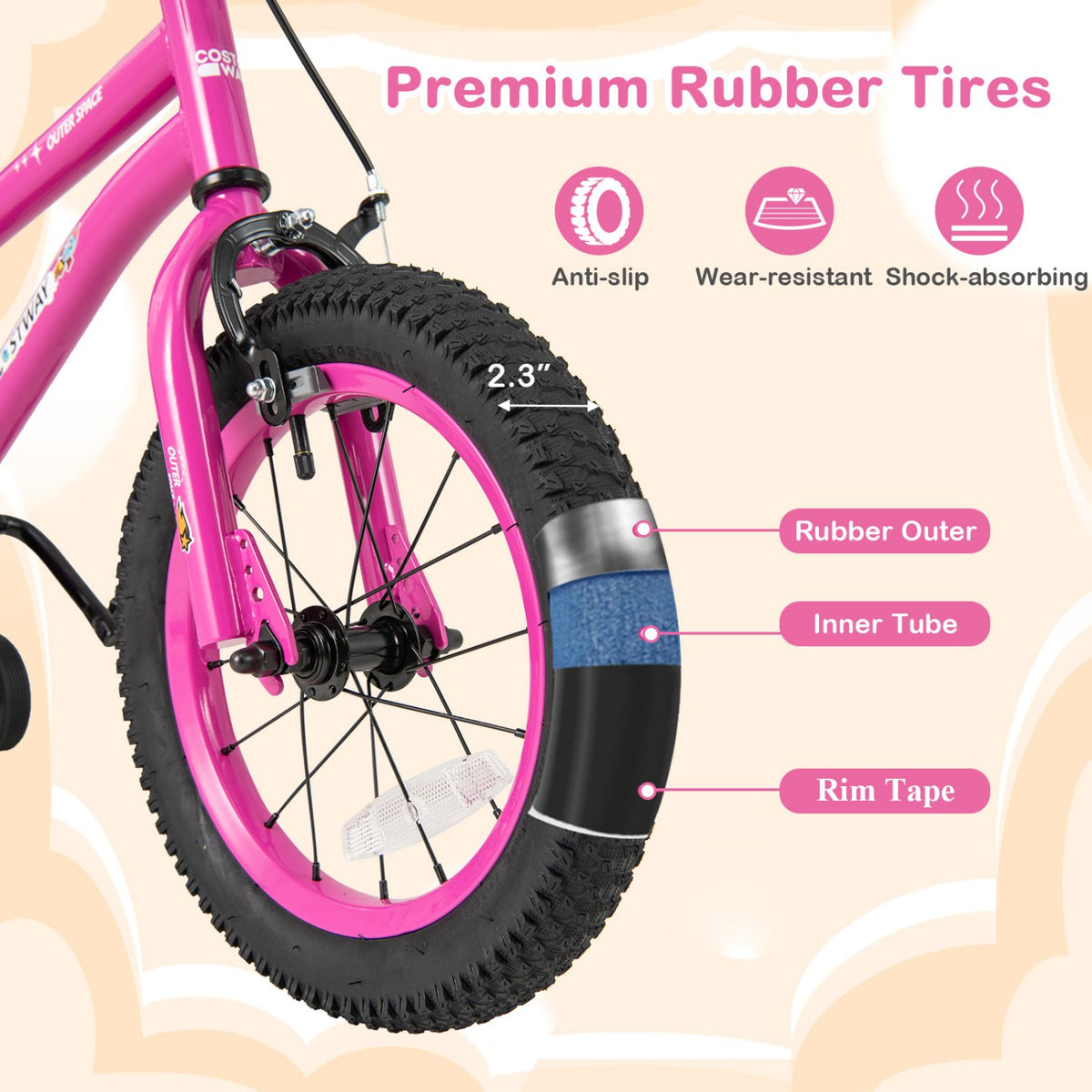 14 Inch Kids Bike for 3-5 Years Old Adjustable with Removable Training Wheels view 7