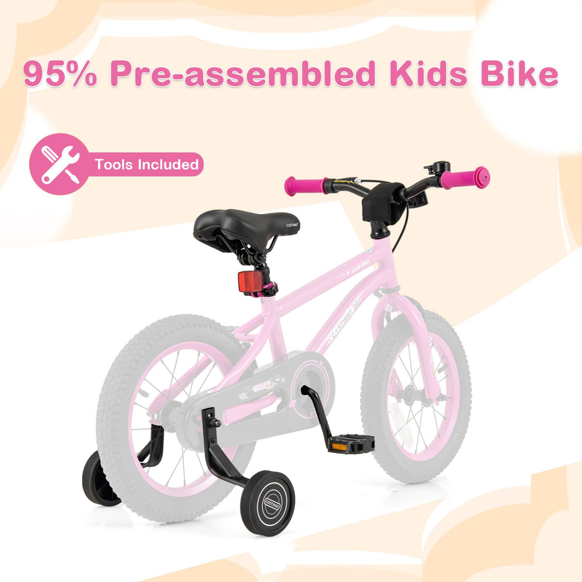 14 Inch Kids Bike for 3-5 Years Old Adjustable with Removable Training Wheels view 9