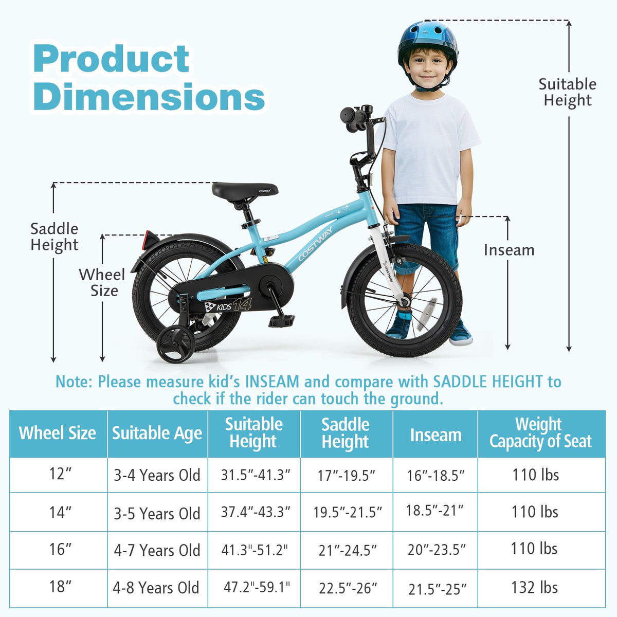 14-Inch Kids Bike for 3-5 Years Old Children Bicycle with Training Wheels view 4