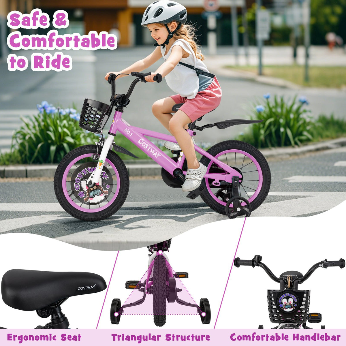 14 Inch Kids Bike for 3-5 Years Old Sport Bicycle with Adjustable Handlebar and Saddle-14 inches view 5