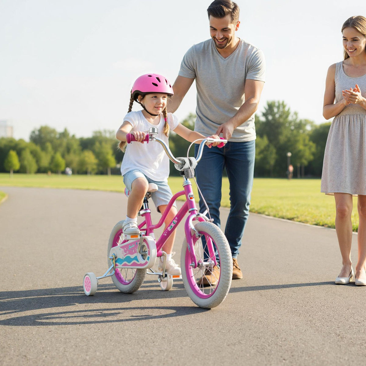 14 Inch Kids Bike for Aged 3-8 Years Old with Adjustable Handlebar Pink- Starlight Wave view 2