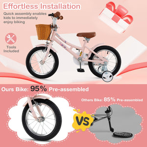 14 Inch Kids Bike Retro Bicycle with Adjustable Height and Basket for Ages 3-5 Years Old- view 8