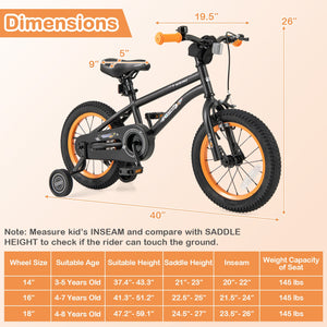 14-Inch Kids Bike Sport Bicycle for 3-5 Years Old with Adjustable Seat-14 inches view 3