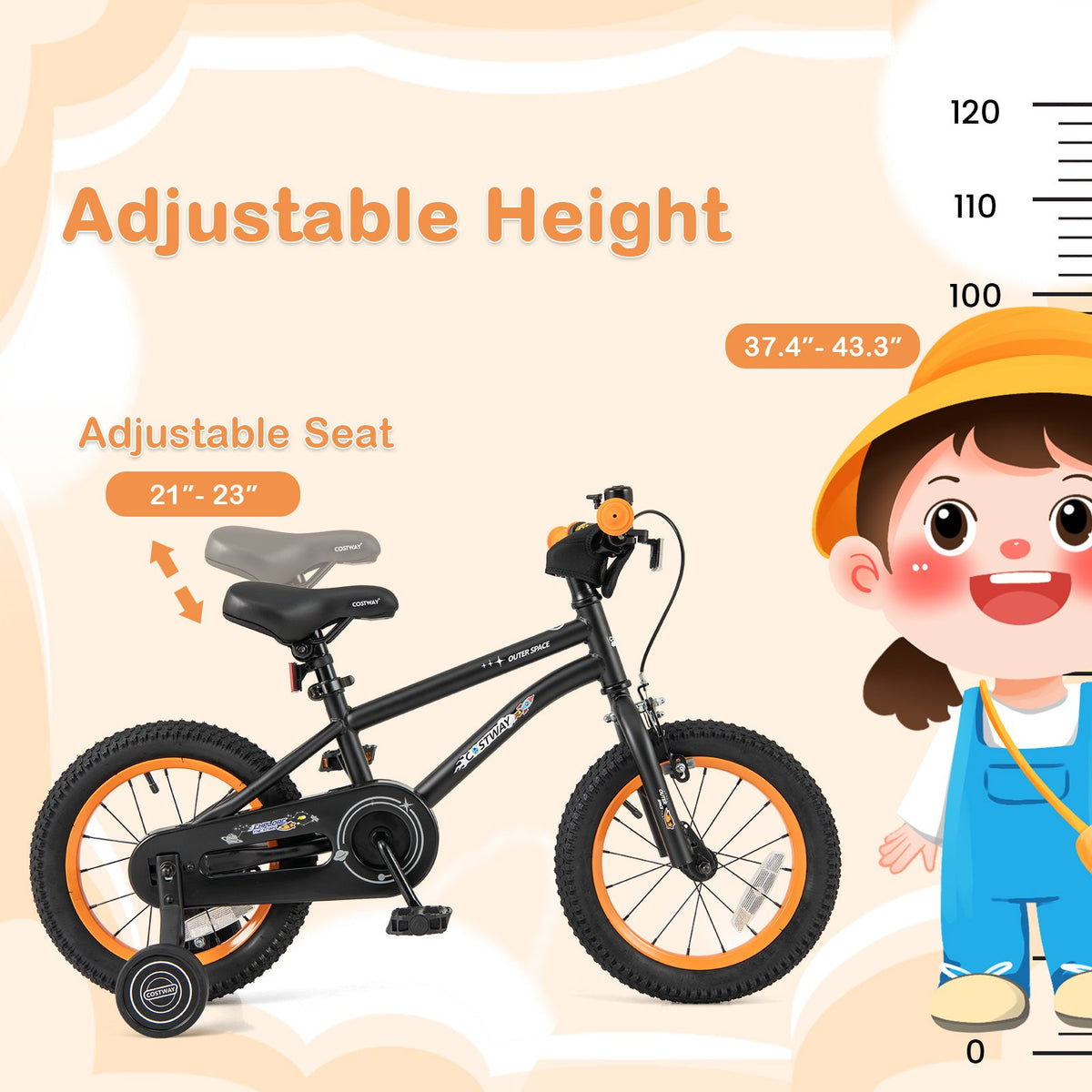 14-Inch Kids Bike Sport Bicycle for 3-5 Years Old with Adjustable Seat-14 inches view 5