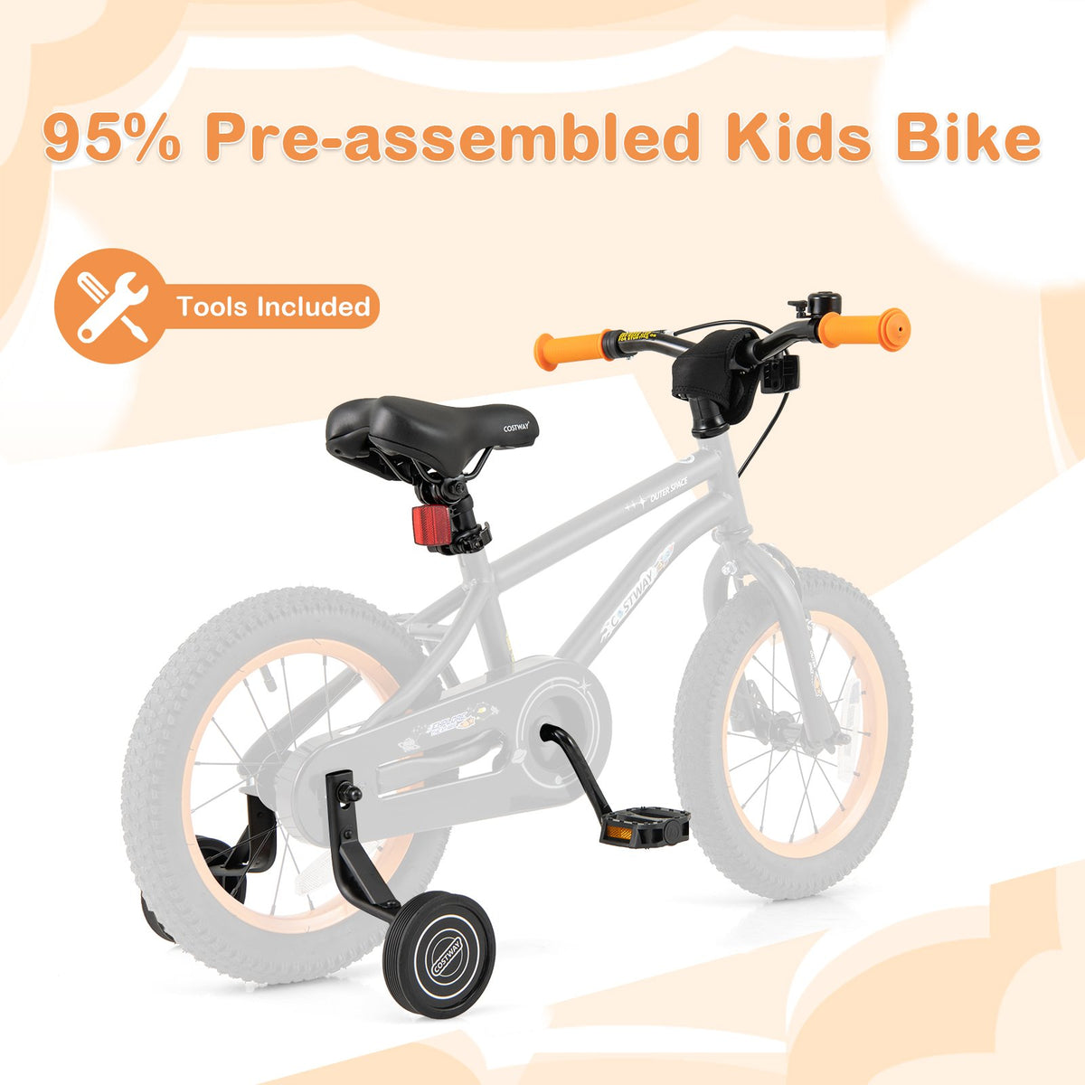 14-Inch Kids Bike Sport Bicycle for 3-5 Years Old with Adjustable Seat-14 inches view 6