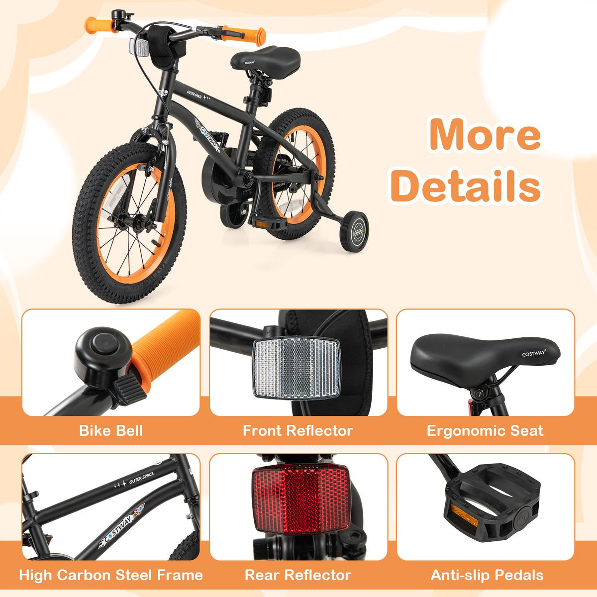 14-Inch Kids Bike Sport Bicycle for 3-5 Years Old with Adjustable Seat-14 inches view 8