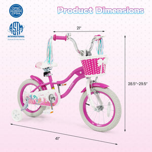 14-Inch Kids Bike Adjustable with Basket and Streamers Rose Red - Princess of the Sea Theme view 4