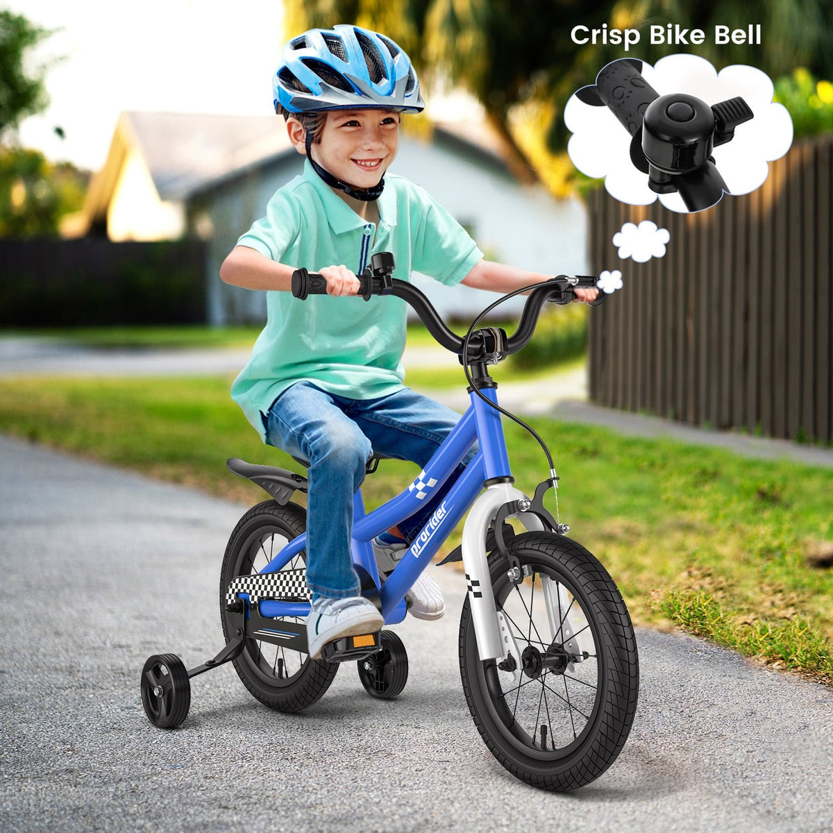 14 Inch Kids Bike with 2 Training Wheels for 3-5 Years Old-Navy view 3