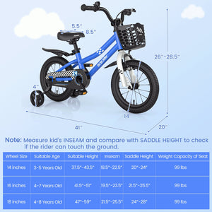 14 Inch Kids Bike with 2 Training Wheels for 3-5 Years Old-Navy view 4