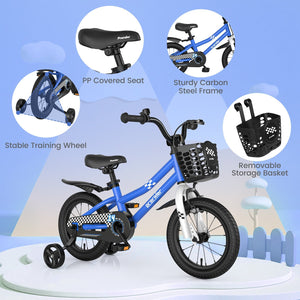14 Inch Kids Bike with 2 Training Wheels for 3-5 Years Old-Navy view 7