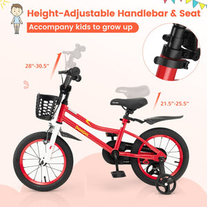 14 Inch Kids Bike with 2 Training Wheels for 3-5 Years Old-Red view 7