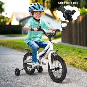 14 Inch Kids Bike with 2 Training Wheels for 3-5 Years Old-Black & White view 3