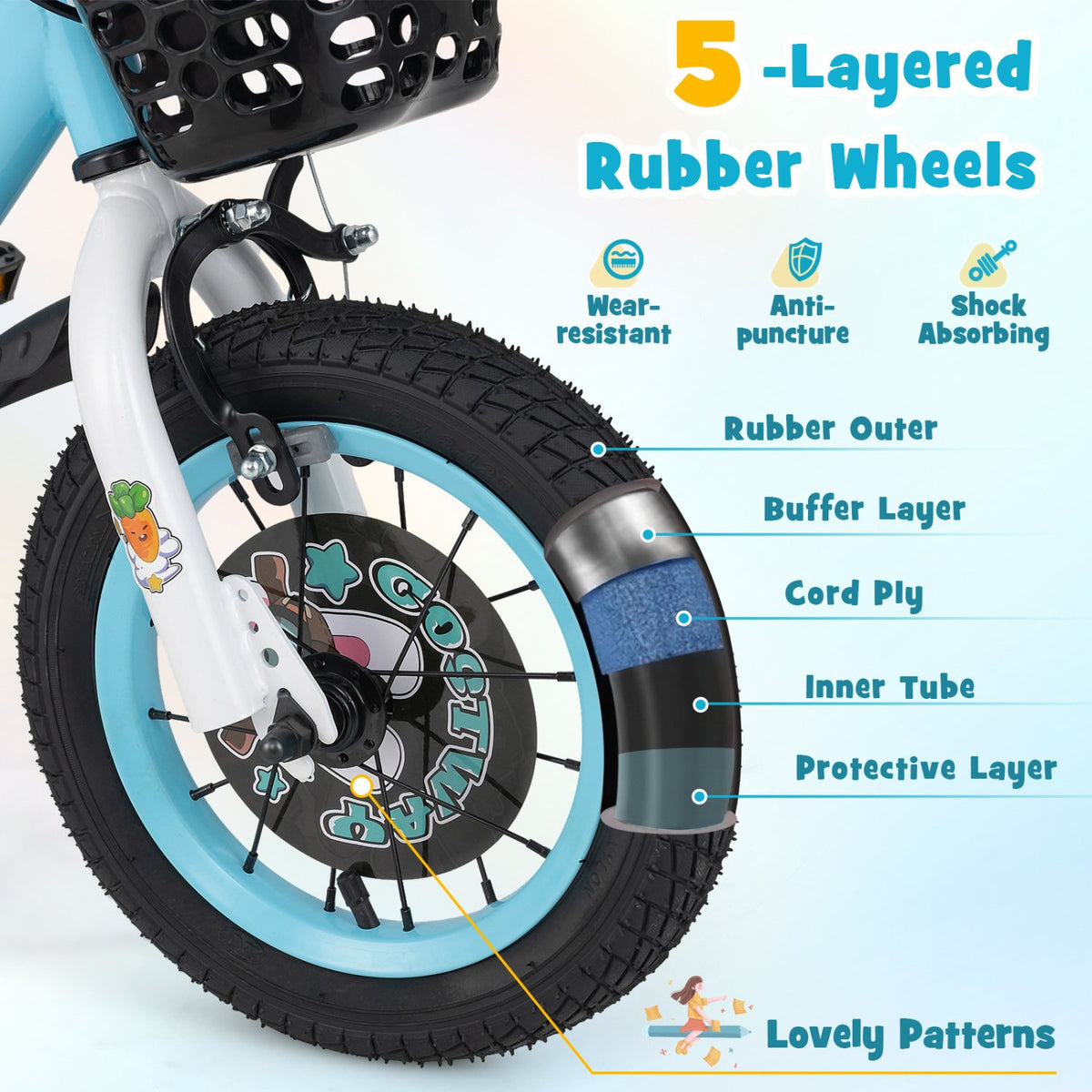 14 Inch Kids Bike with Adjustable Handlebar and Saddle for 3-5 Years Old-14 inches view 7