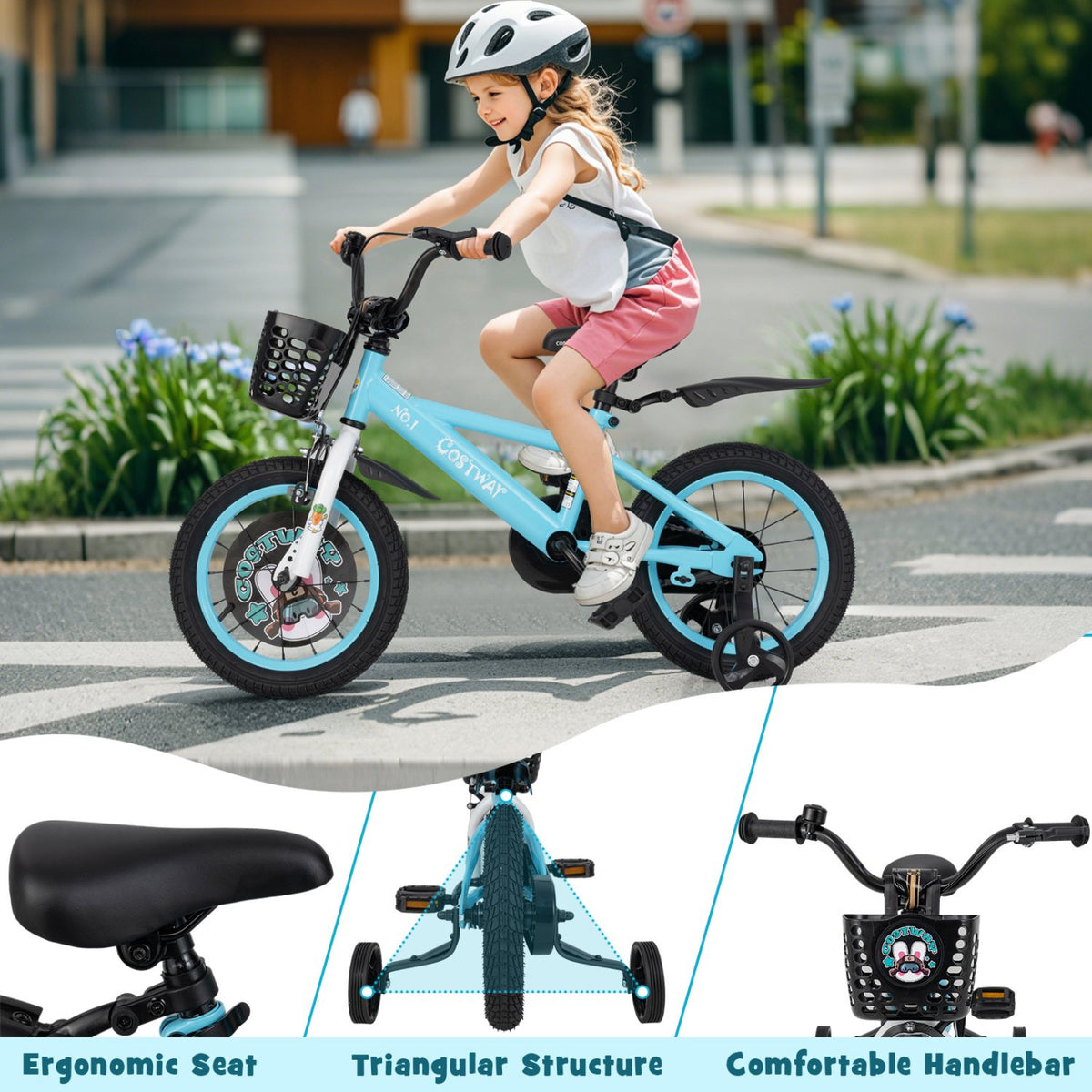 14 Inch Kids Bike with Adjustable Handlebar and Saddle for 3-5 Years Old-14 inches view 8