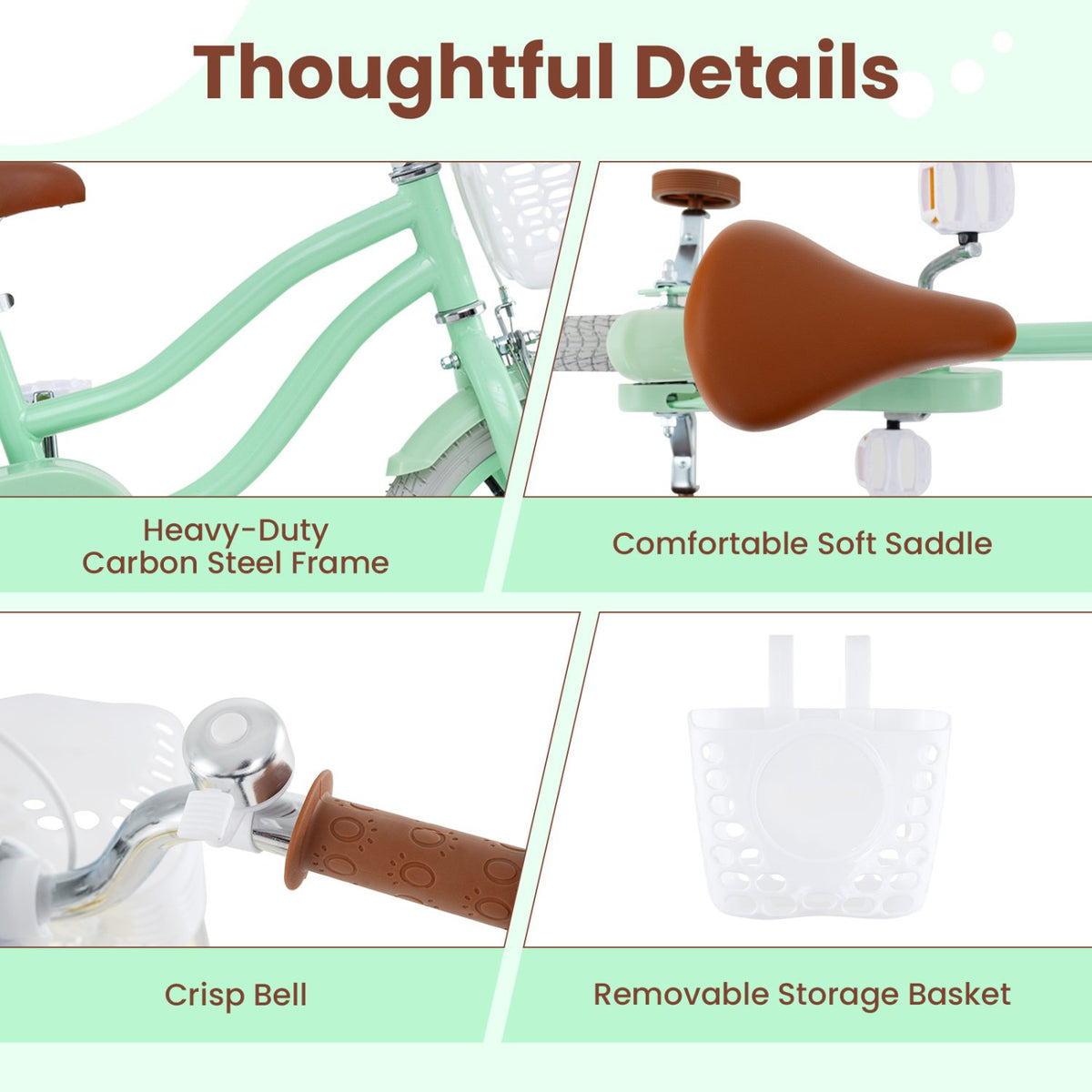 14 Inch Kids Bike with Adjustable Seat and Bell for Kids 3-8 Years Olds-14 inches view 6