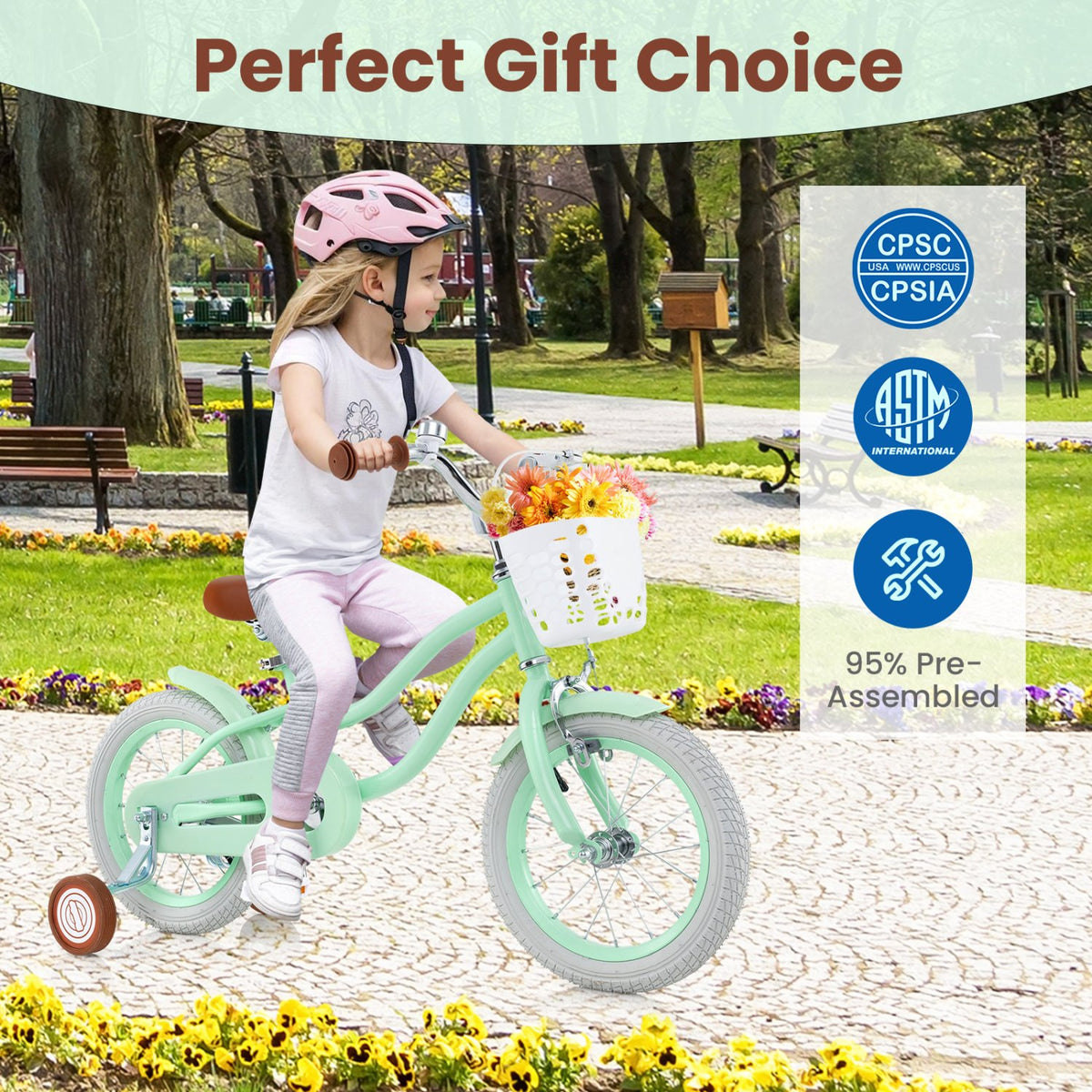 14 Inch Kids Bike with Adjustable Seat and Bell for Kids 3-8 Years Olds-14 inches view 9