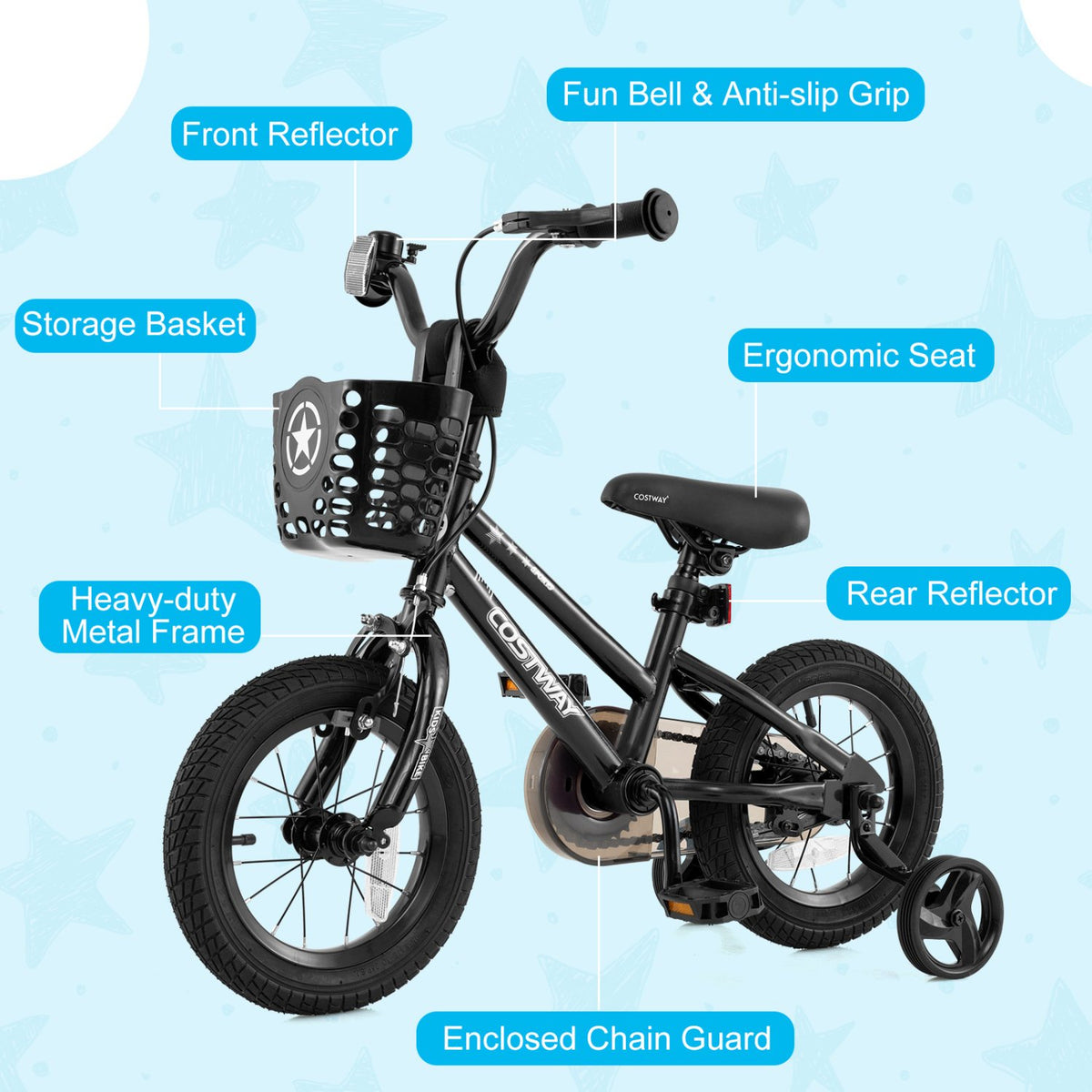 14 Inch Kids Bike with Basket and Training Wheels for Children Aged 4-5 Years Old view 8