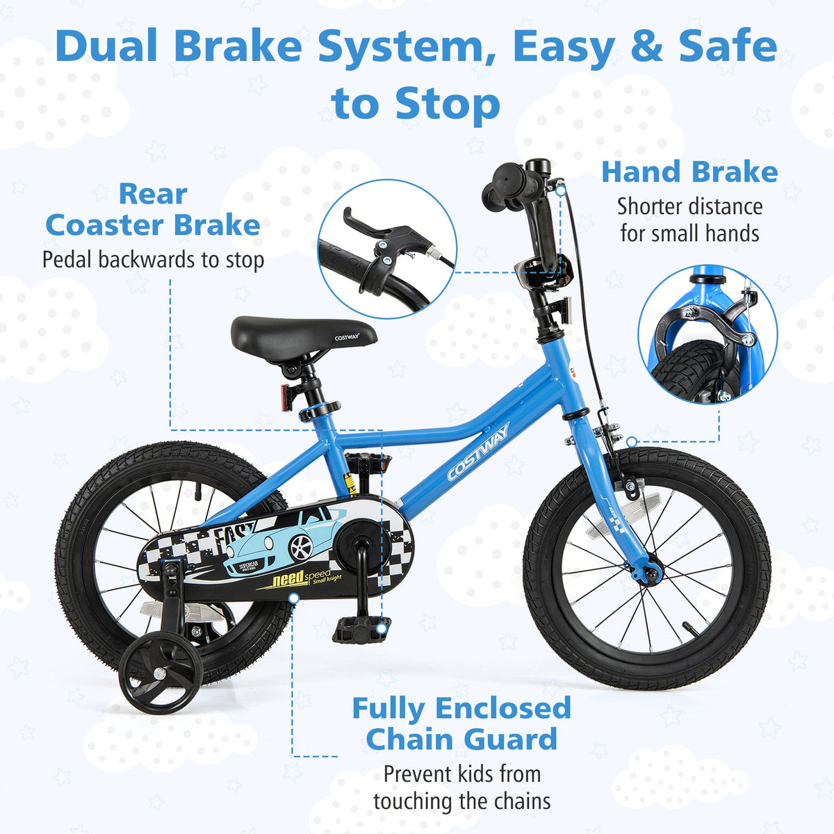 14 Inch Kids Bike with Removable Training Wheels for Aged 3-5 Years Old view 6