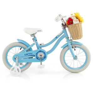 14-Inch Kids Bike with Training Wheels and Adjustable Handlebar Seat-Blue view 4