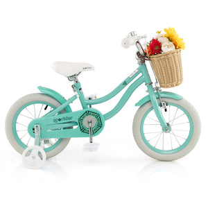 14-Inch Kids Bike with Training Wheels and Adjustable Handlebar Seat-Green view 4