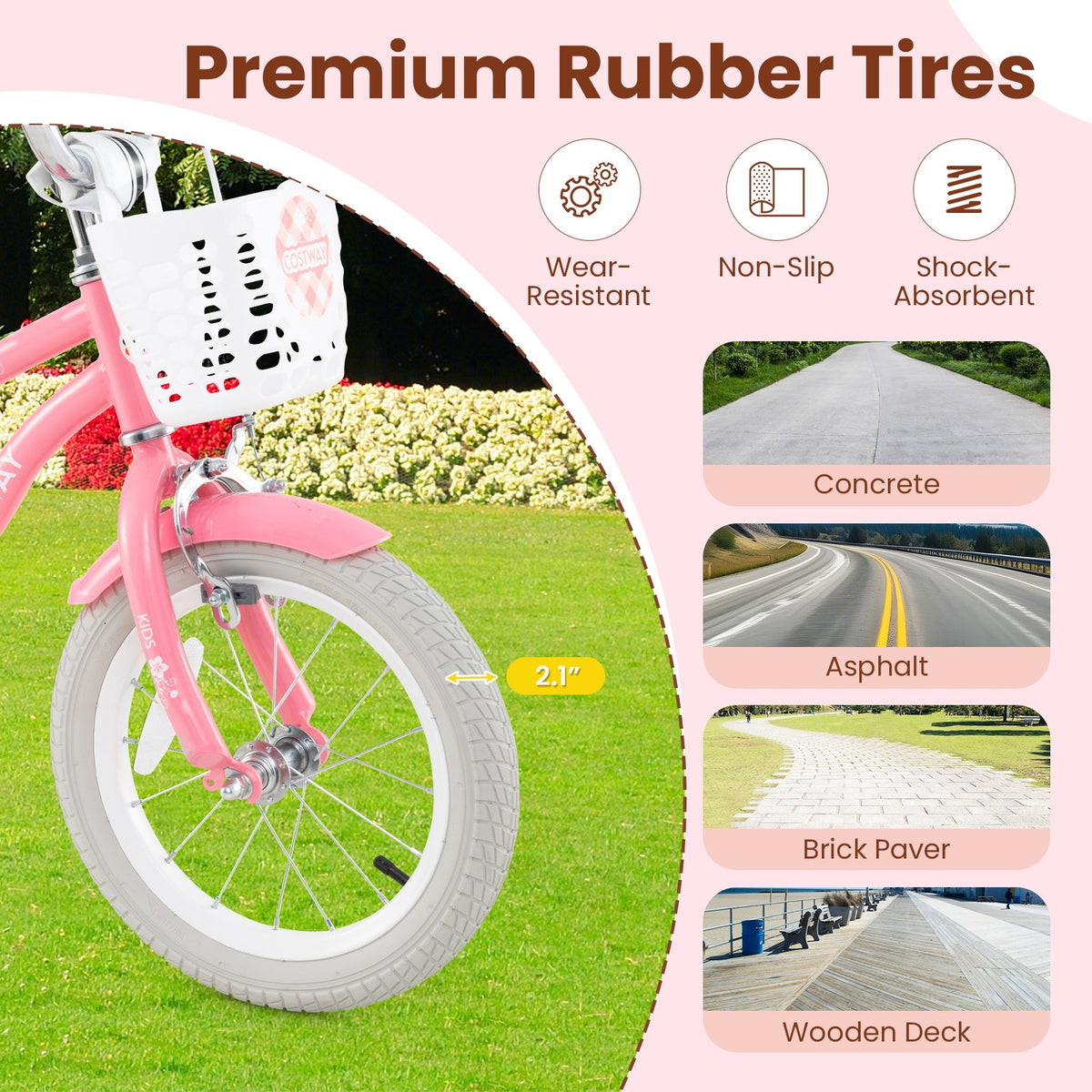 14 Inch Kids Bike with Training Wheels and Basket for Boys Girls 3-5 Years Old-14 inches view 5