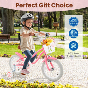 14 Inch Kids Bike with Training Wheels and Basket for Boys Girls 3-5 Years Old-14 inches view 9