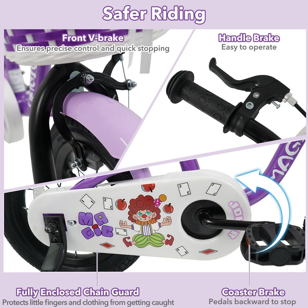 14 Inch Kids Bike with Training Wheels for Aged 3-5 Years Old - Magic Purple view 5