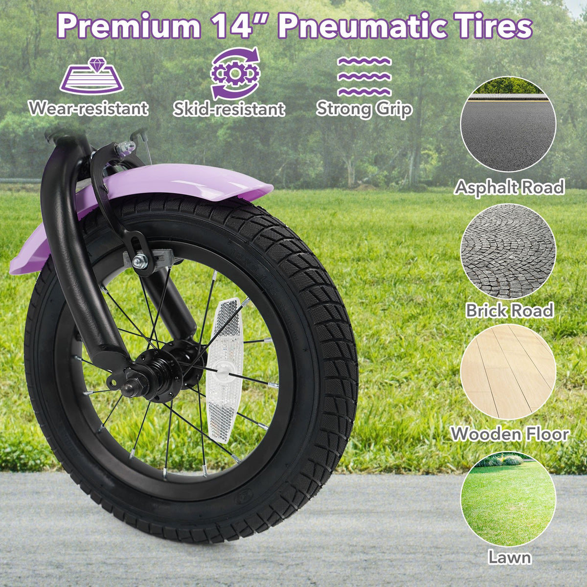 14 Inch Kids Bike with Training Wheels for Aged 3-5 Years Old - Magic Purple view 7