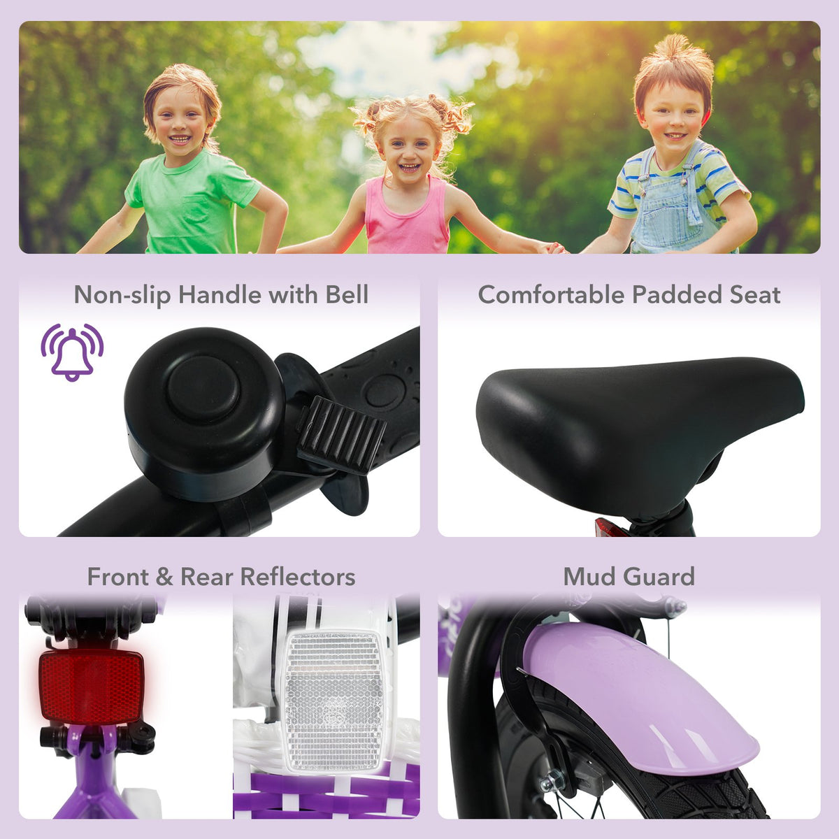 14 Inch Kids Bike with Training Wheels for Aged 3-5 Years Old - Magic Purple view 9
