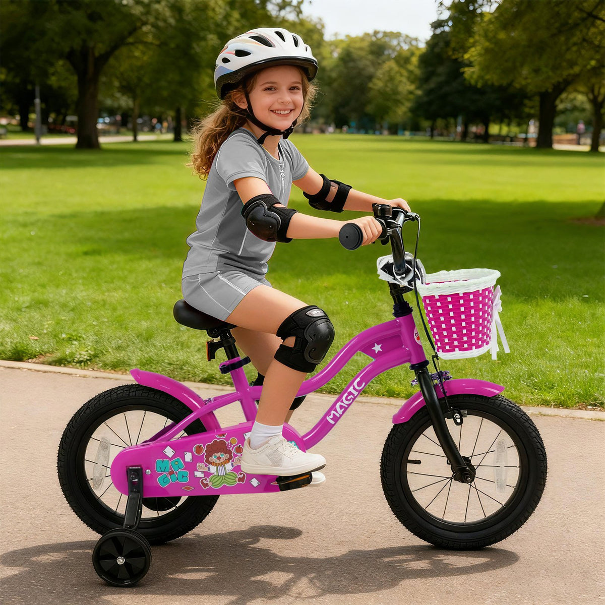 14 Inch Kids Bike with Training Wheels for Aged 3-5 Years Old - Magic Rose view 3