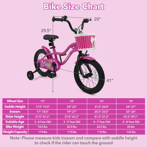14 Inch Kids Bike with Training Wheels for Aged 3-5 Years Old - Magic Rose view 4