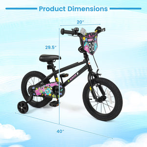 14 Inch Kids Bike with Training Wheels for Ages 3-5 Years Old Black- Street Art Time view 4