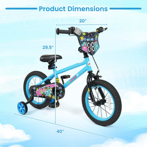 14 Inch Kids Bike with Training Wheels for Ages 3-5 Years Old Blue- Street Art Time view 4