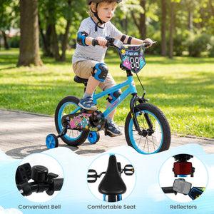 14 Inch Kids Bike with Training Wheels for Ages 3-5 Years Old Blue- Street Art Time view 8