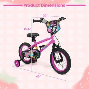14 Inch Kids Bike with Training Wheels for Ages 3-5 Years Old Pink- Street Art Time view 4