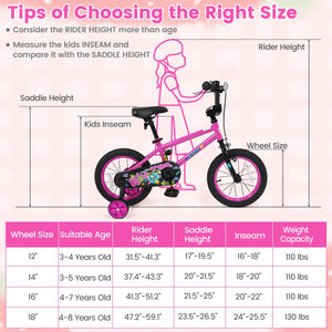 14 Inch Kids Bike with Training Wheels for Ages 3-5 Years Old Pink- Street Art Time view 5