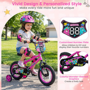 14 Inch Kids Bike with Training Wheels for Ages 3-5 Years Old Pink- Street Art Time view 6