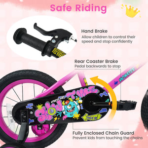 14 Inch Kids Bike with Training Wheels for Ages 3-5 Years Old Pink- Street Art Time view 8