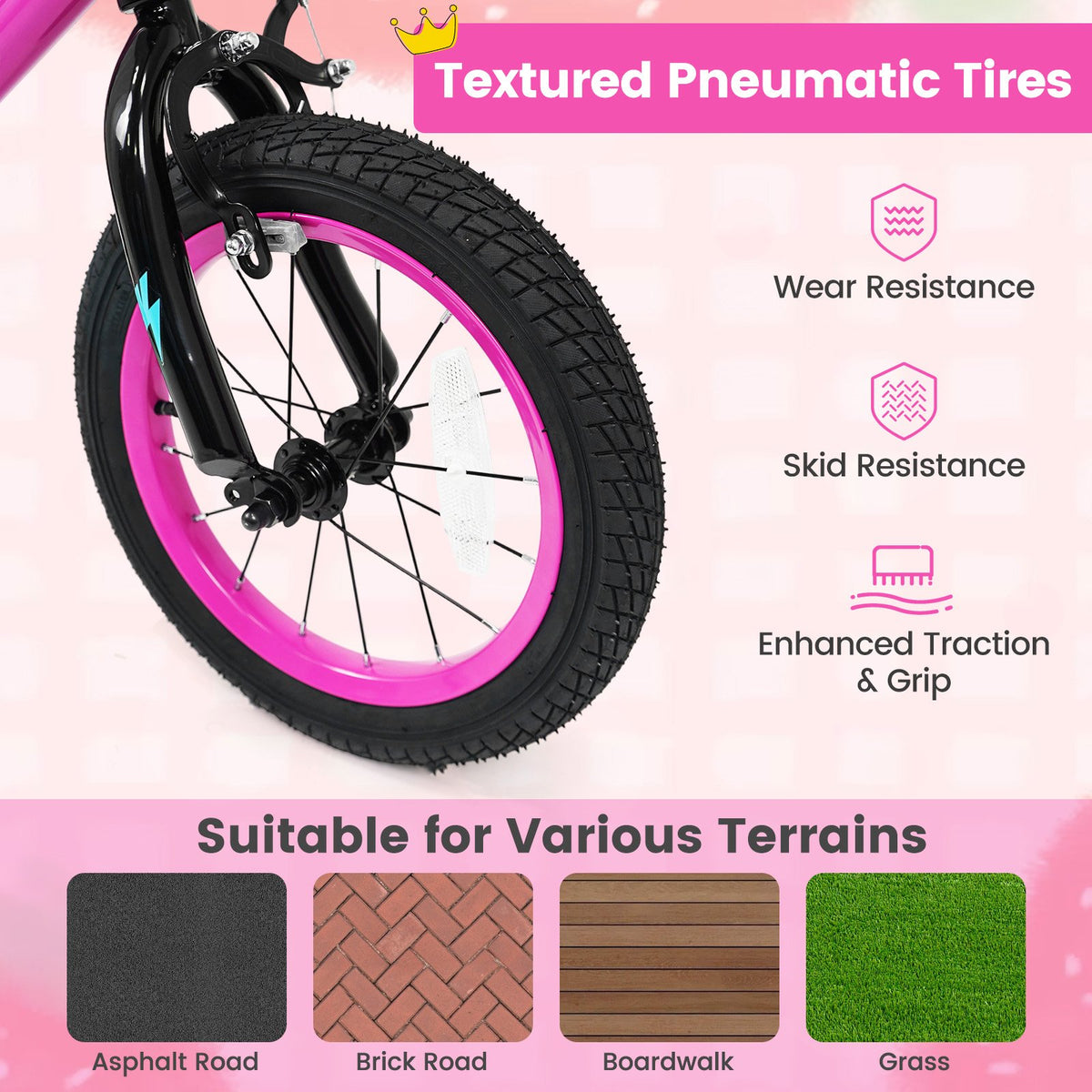 14 Inch Kids Bike with Training Wheels for Ages 3-5 Years Old Pink- Street Art Time view 9