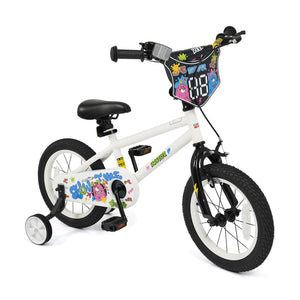 14 Inch Kids Bike with Training Wheels for Ages 3-5 Years Old White- Street Art Time