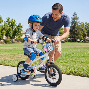 14 Inch Kids Bike with Training Wheels for Ages 3-5 Years Old White- Street Art Time view 3