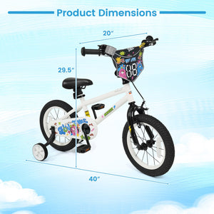 14 Inch Kids Bike with Training Wheels for Ages 3-5 Years Old White- Street Art Time view 4