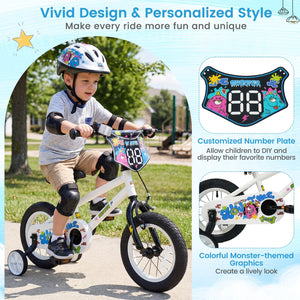 14 Inch Kids Bike with Training Wheels for Ages 3-5 Years Old White- Street Art Time view 8