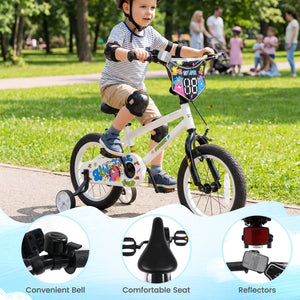 14 Inch Kids Bike with Training Wheels for Ages 3-5 Years Old White- Street Art Time view 9