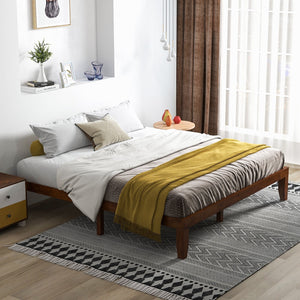 14 Inch King Size Rubber Wood Platform Bed Frame with Wood Slat Support-Walnut view 2